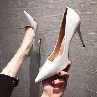 High Heel Shoes Spring and Autumn Super High Heels Stiletto Heel Apricot Women's Shoes Pointed Toe Shallow Mouth All-match Sexy Nude Women's Shoes