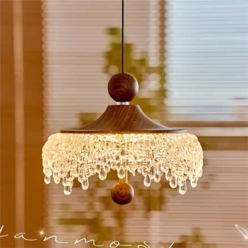 Pasillo comedor iluminación de madera sala de estar de nuez simple pasillo medieval decoración de lámpara grúa de melocotón