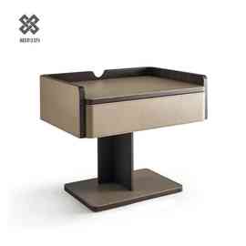 WJXA8161意式极简床头柜马鞍皮设计师样板房高端储物箱整装卧室创