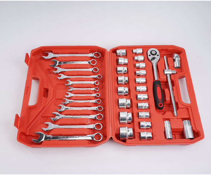 In stock: 37-piece auto repair socket wrench set, car maintenance tools, car repair ratchet, vehicle hardware toolbox