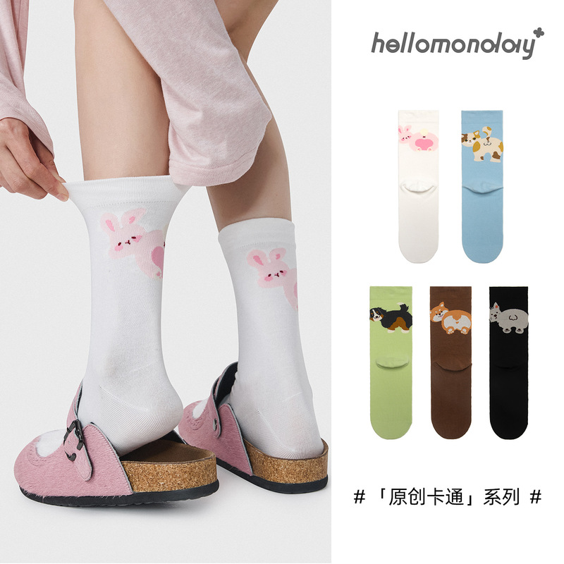 Spring and Summer New Women's Socks, Thin Original Cute Cartoon Ins Socks, Cross-Border Mid-Tube Cotton Socks, Women's Socks Wholesale from Zhuji Spring and Summer New Women's Socks, Thin Original Cute Cartoon Ins Socks, Cross-Border Mid-Tube Cotton Socks, Women's Socks Wholesale from Zhuji