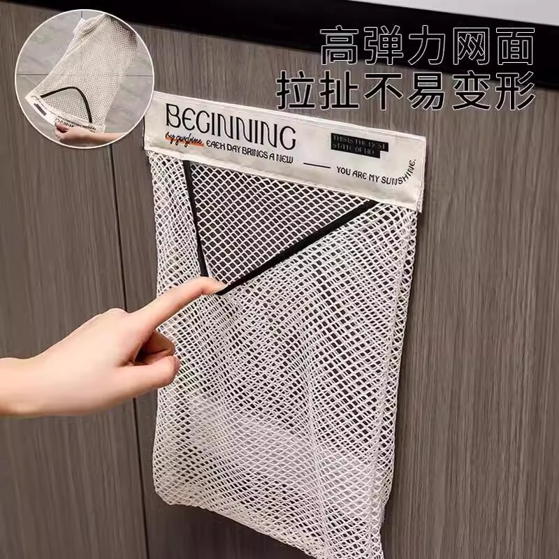 壁掛け大容量保存袋、ビニール袋収納、ベルクロメッシュバッグ、キッチンゴミ袋収納グッズ|undefined