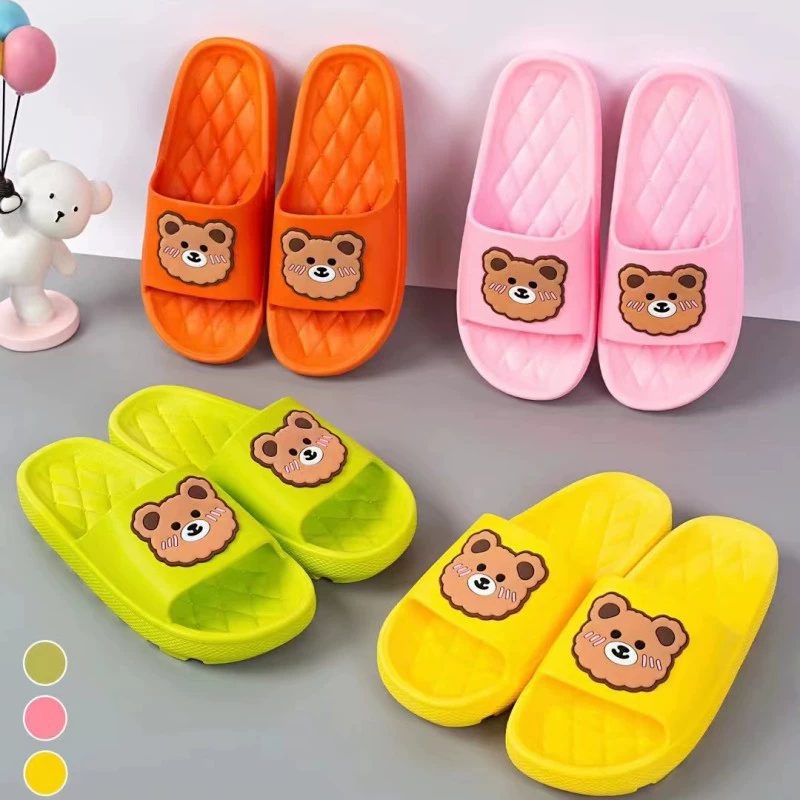 Оптовая Милый Медведь Мультфильм Дети Тапочки Крытый Ванна Мягкой Подошвой Сандалии Дети Мода ПВХ Тапочки