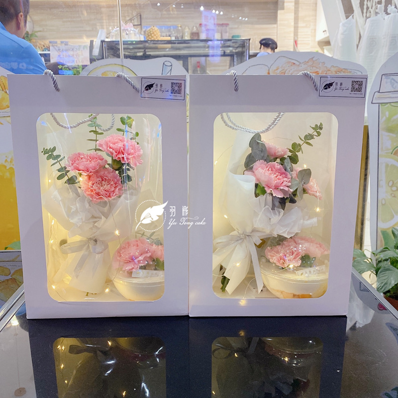 礼品袋透明橱窗手提袋鲜花包装袋礼品开窗袋礼袋伴手玩偶礼袋花束