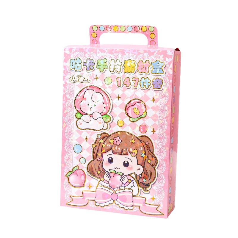 147 -штук Curchhay Handle Material Box Cute Cartoon Handmade DIY Guru Card Set Handbook Peripheral Material Box