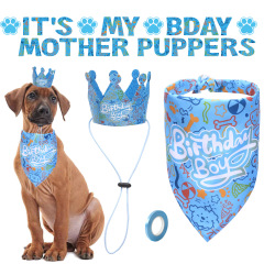 新しいペットの誕生日帽子犬の誕生日パーティーセット猫の誕生日三角タオルママの赤ちゃん犬の旗