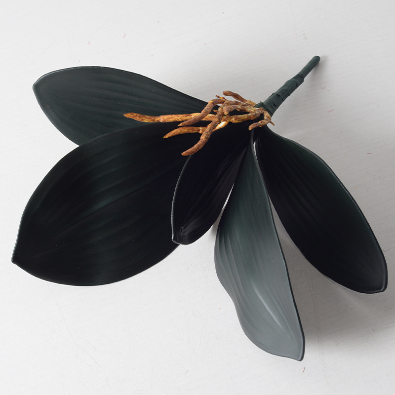 Simulación de hojas de orquídea de mariposa pu sensación de mano EVA goma suave de hoja de orquídea accesorios de arreglos de flores DIY imitación de plantas verdes al por mayor