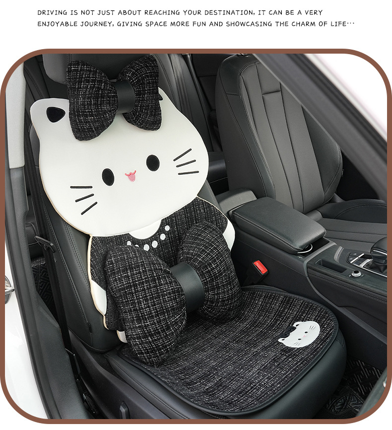 Cute Cartoon Cat Car Seat Cushion, Universal for All Seasons, Non-Slip Car Seat Cover