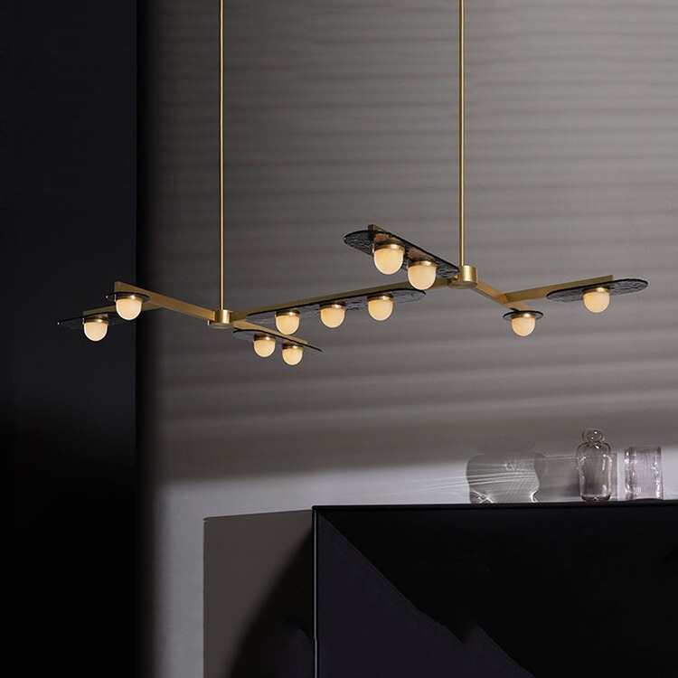 Simple Smoked Glass Plate Modular LED Chandelier