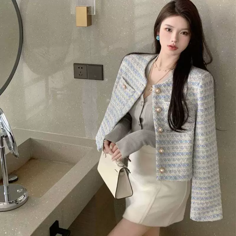 Осенняя куртка из жемчуга, стиль Chanel, французский стиль, по фигуре