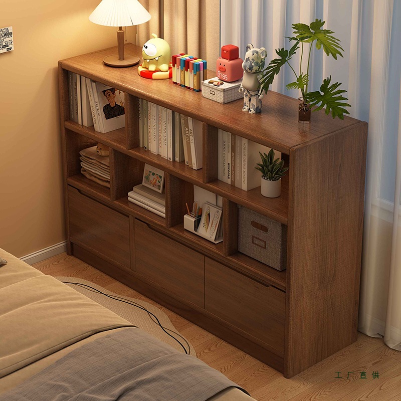 Medieval Style Bookcase Storage Cabinet Integrated Wall-Mounted Living Room Bay Window Low Cabinet Bedside Storage Grids Cabinet Kindergarten Cabinet