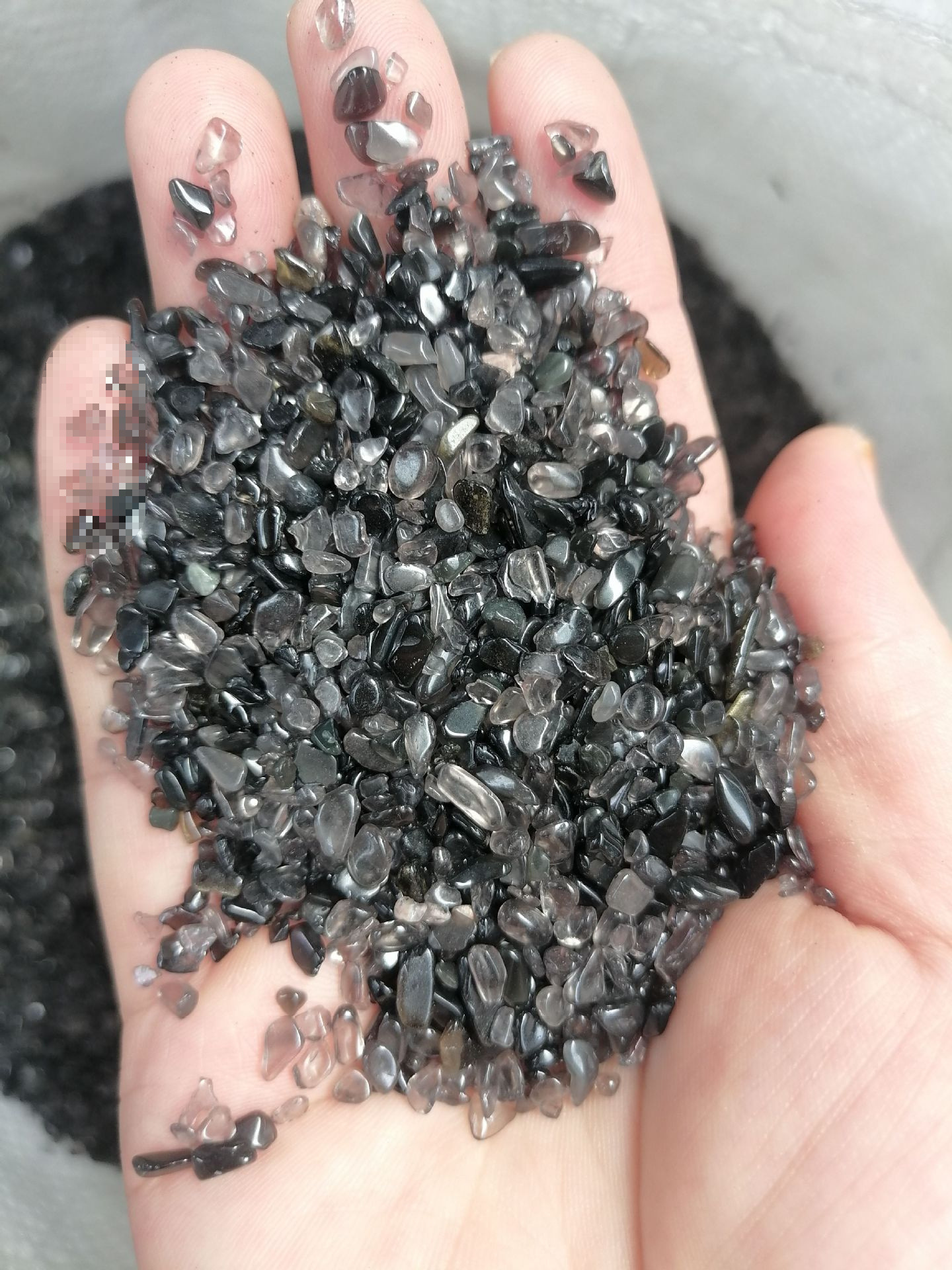 Semi-transparent black crystal 3-5mm 0.5kg