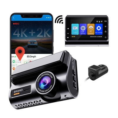 Cross-Border 3inch Screen 4K+2K+Wifi+Gps Front and Rear Dual Recording Ultra-Clear Driving Recorder Wifi Car Internet