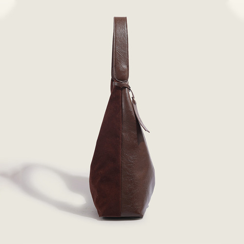 Large-capacity soft leather bag for women 2024 new armpit lazy style tote bag retro class commuter shoulder bag