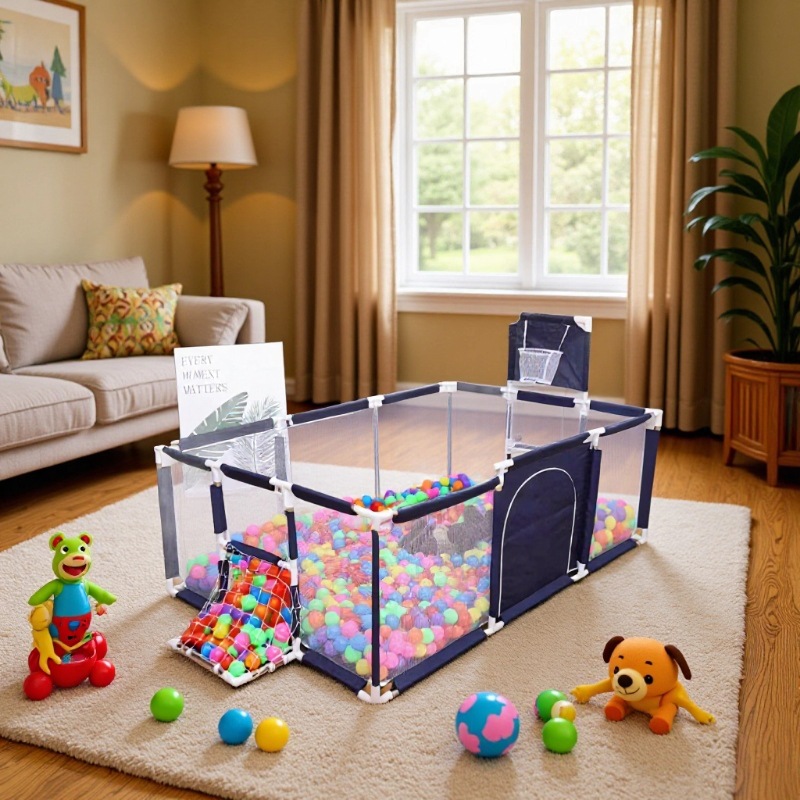 Manufacturer's Ready-Made Game Fence Toddler Guardrail Indoor and Outdoor Floor Baby Crawling Mat Guardrail with Basketball and Football
