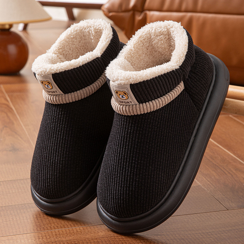 Pantuflas de Algodón de Caña Alta para Pareja de Pana y EVA Térmico para Casa para Invierno image 2
