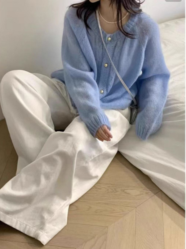 2025秋冬新款圆领麻花薄款针织开衫女宽松显瘦气质清新风毛衣外套|undefined