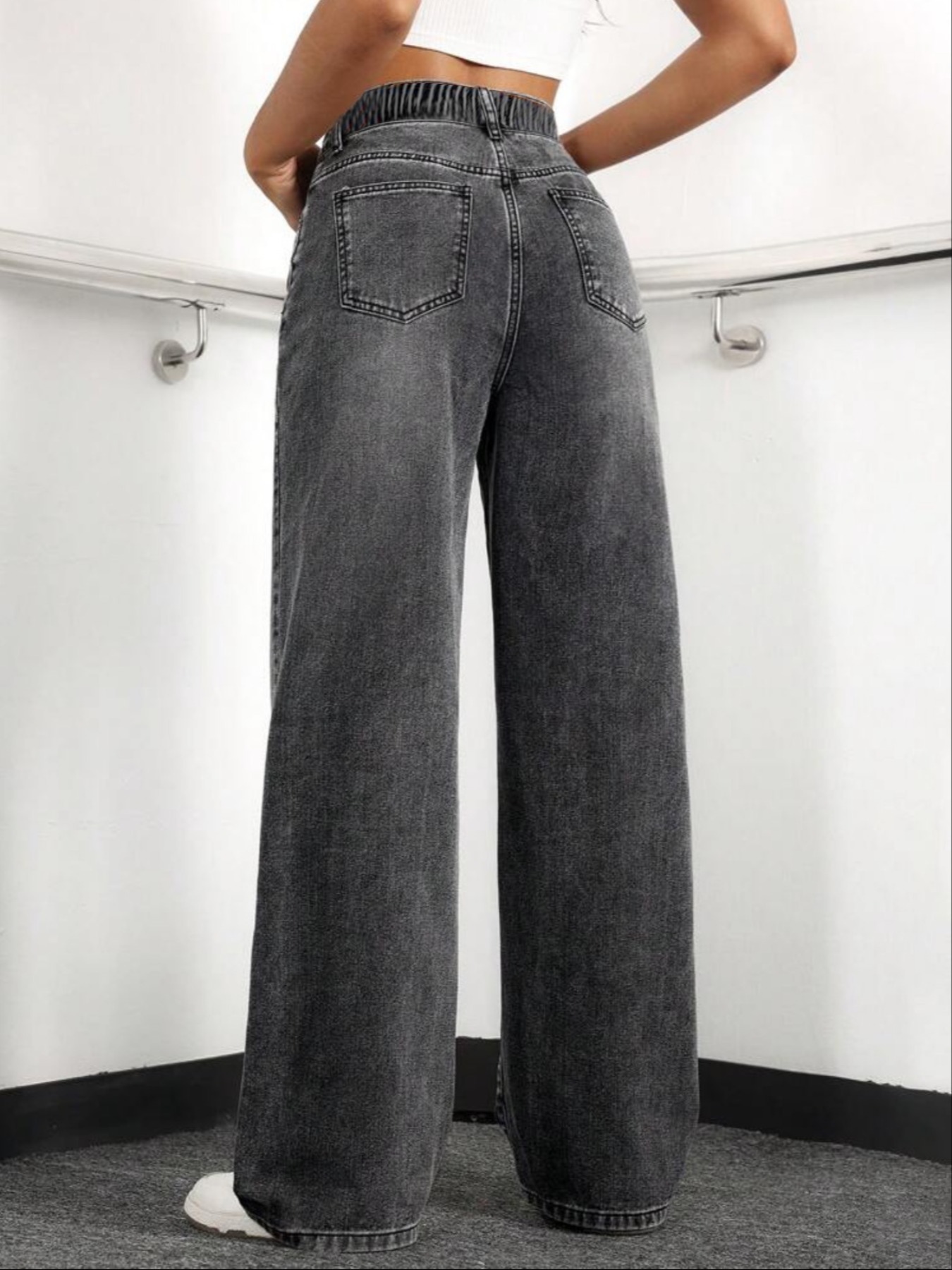 Women's Stretch Waist Straight Leg Denim Jeans - Comfortable Casual High-Rise Trousers For Everyday Wear_mkmklike.com