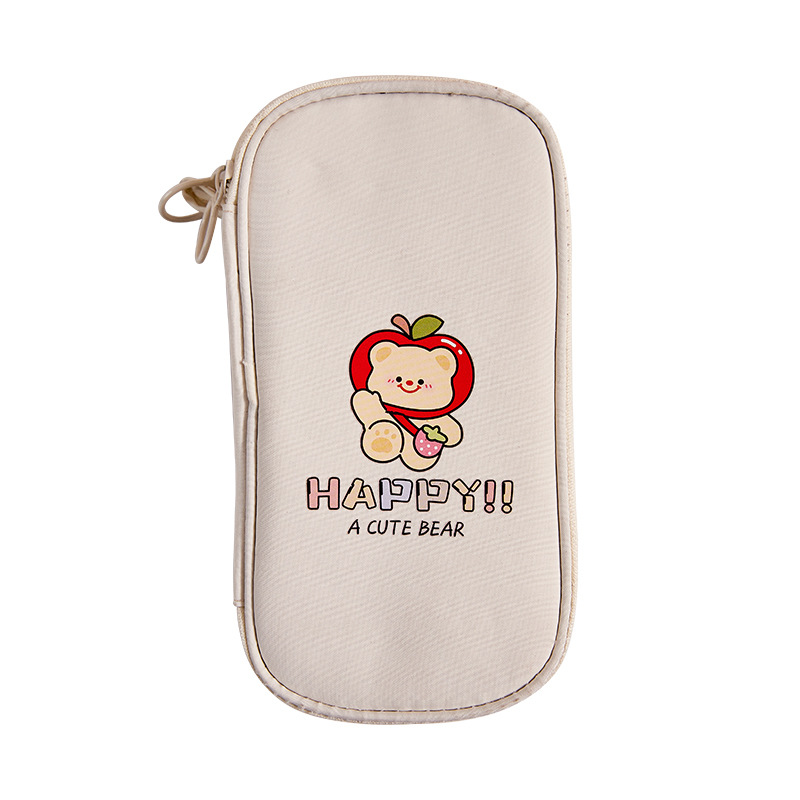 Bolsa de lápiz multifuncional de gran capacidad, adorable oso pequeño, caja de papelería para estudiantes de nicho, simple bolsa de lápiz para niñas, bolsa de papelería