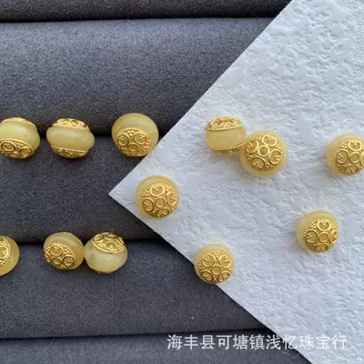 New natural beeswax Amber spacer beads accessories s925 silver diy accessories bracelet necklace ancient gold hollow spacer beads (Zərgərlik ara hissələri) - beeswax-wheel-beads