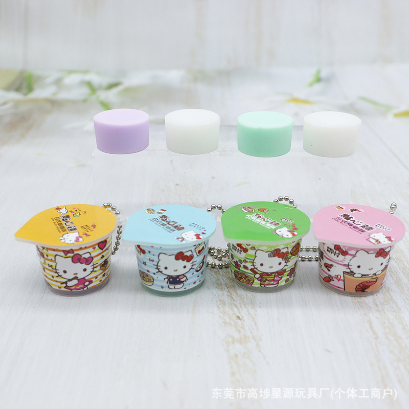 Mini Hello Kitty Hong Kong Doll Noodle Pendant Simulation Cute Small Bowl Instant Noodles Bag Keychain