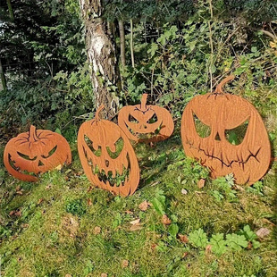 Amazon Halloween Pumpkin Head Garden Outdoor Decoration Iron Metal Crafts Park Courtyard Ornaments