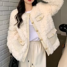 小香风毛毛外套女感2024春款羊羔绒设计感气质服秋韩系上衣