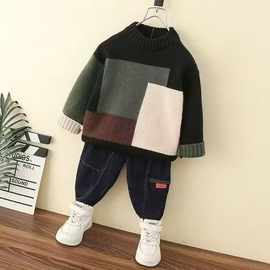男童毛衣秋冬2024新款儿童冬季加绒打底衫冬款男宝宝冬装加厚上衣