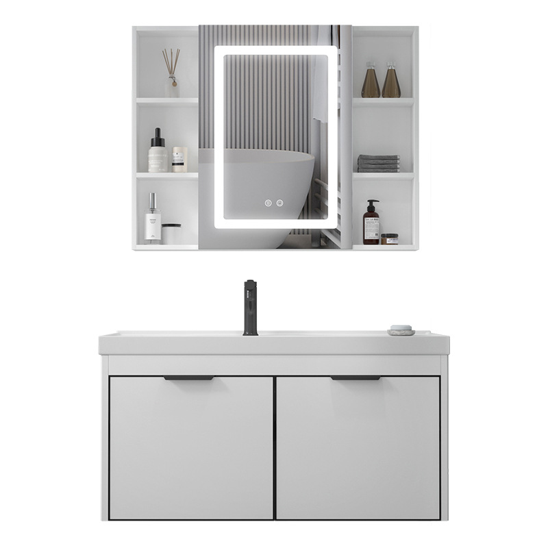 armario de lavandería de aluminio espacial con tabla de fricción robot de barrido de suelo estación base de almacenamiento cerámica integral lavabo balcón lavabo