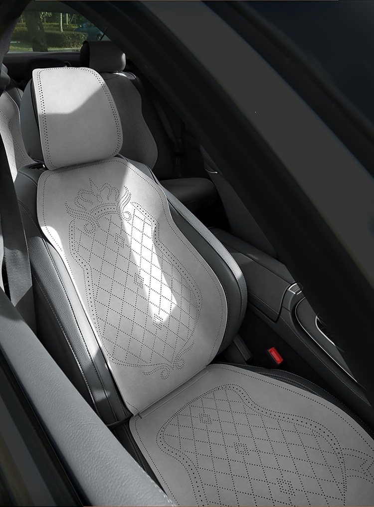 2026 New Crown Suede Leather Car Seat Cushion, Suitable for All Seasons, Small Waist Design, Model MA12