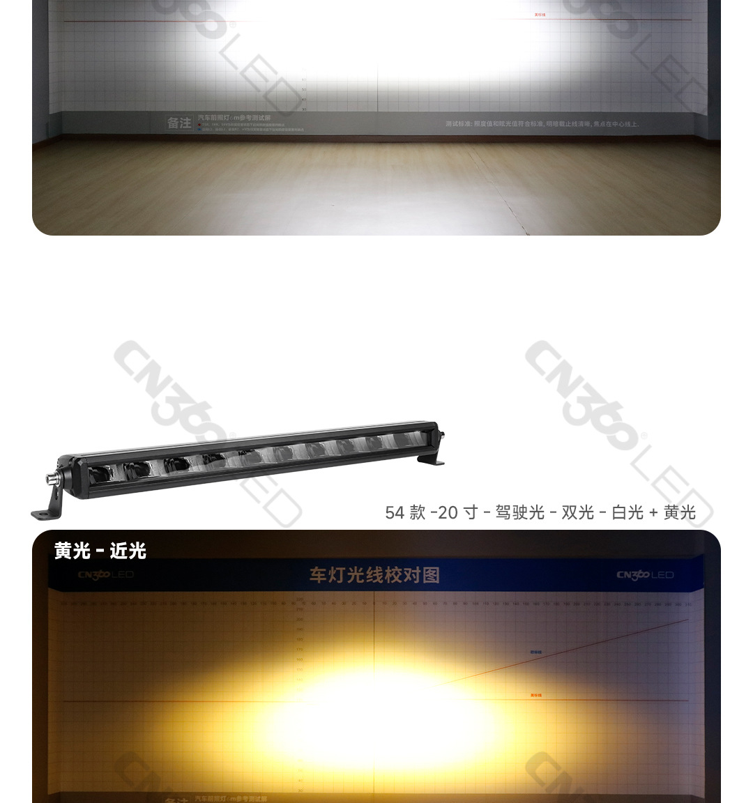 Cn360 54 Models of Dual-Color Led Work Lights, Near Yellow and Far White, High Power, Can Be Installed in the Grille, Popular Export Product