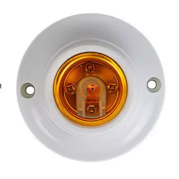 普通瓷白胶木平灯头e27螺口灯座室内悬吊罗口吊灯头座厂家直供