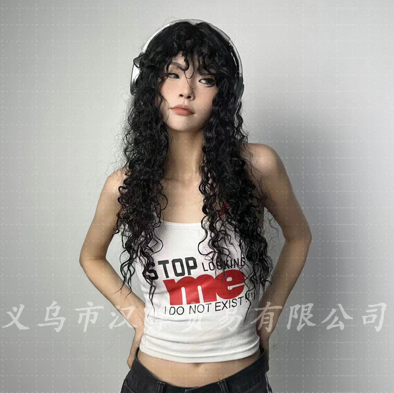 Cross-border Hot Latin American Roll Long Curly Hair Fashion Fluffy Natural Air Bangs Small Roll Rose Net Wig Headset Cross-border Hot Latin American Roll Long Curly Hair Fashion Fluffy Natural Air Bangs Small Roll Rose Net Wig Headset