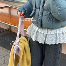 韩系秋冬蕾丝屁帘纯棉刺绣小短裙装饰双层蓬蓬裙叠穿神器超短裙