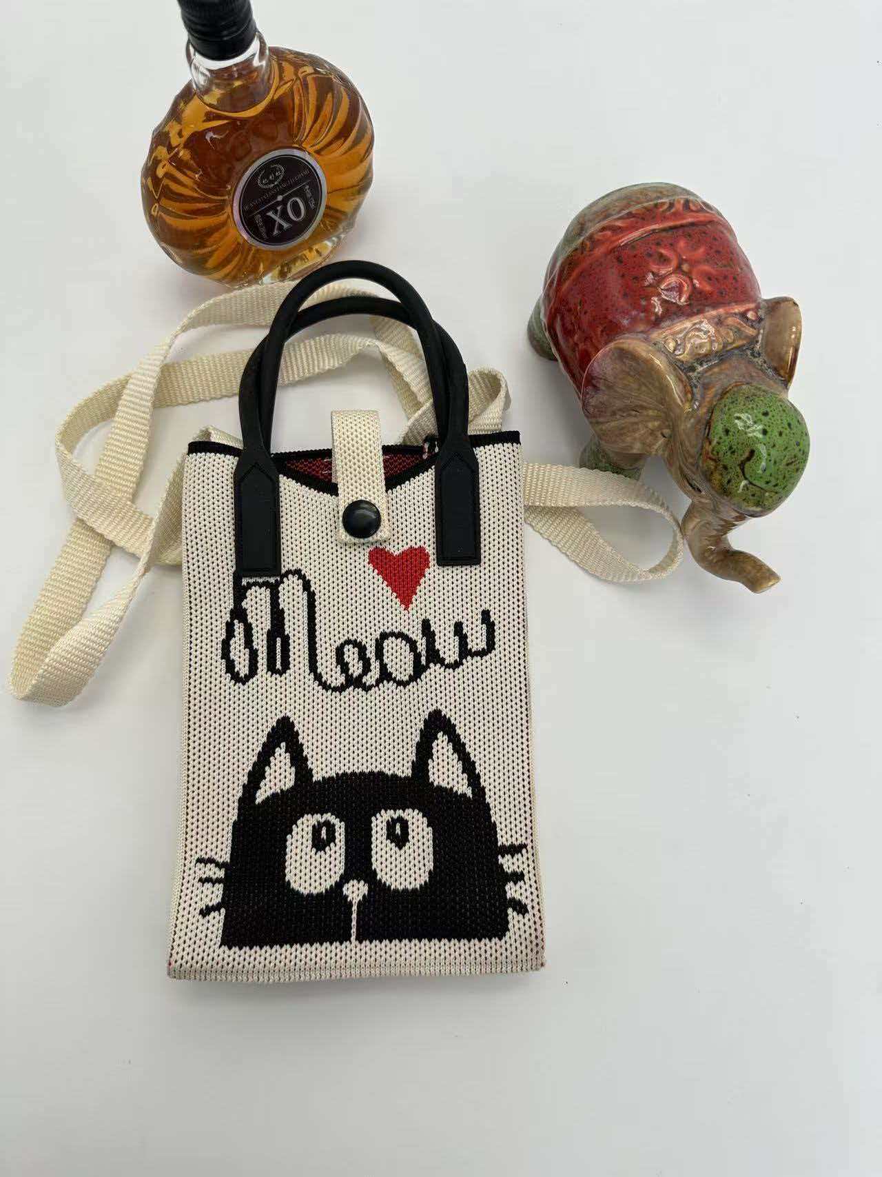 Cartoon Graphic Knit Compact Phone Crossbody Bag 24