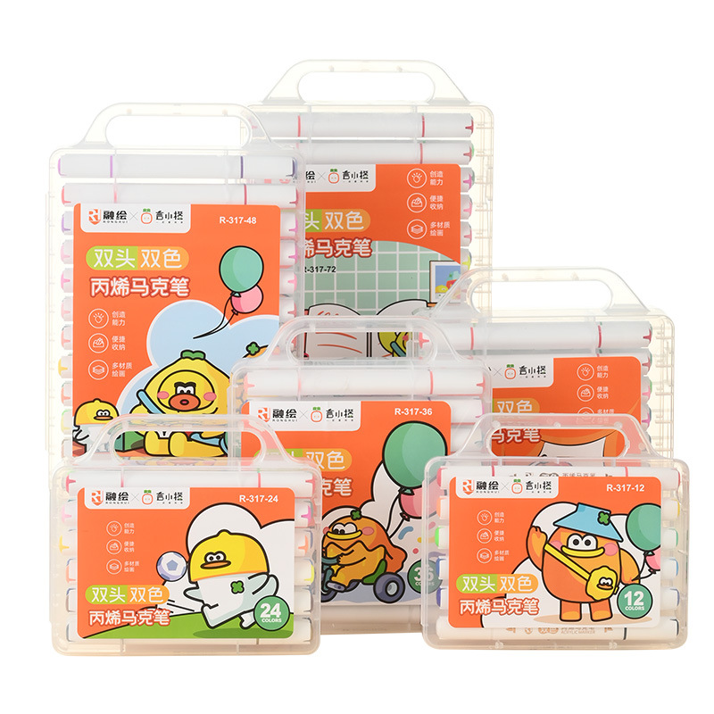 Traje marcador acrílico 12 colores 24 colores pintado a mano graffiti marcador a base de agua estudiante pintura suministros marcador