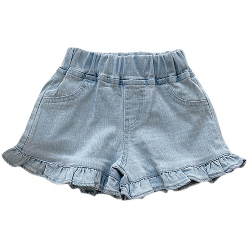 Girls Soft Denim Shorts 2022 Summer New Korean Style Baby Fungus Hem Hot Pants Children's Pants Trendy 52997