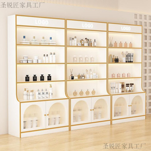 Display Cabinet Products Cosmetics Shelf Sample House Nail Shop Storage Rack Multi-Layer Glass Door Display Cabinet