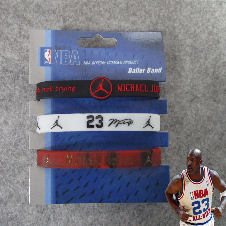 Estrella de baloncesto Kobe James Owen Currillos firma ajustable pulsera mixta blanca de tres piezas para fanáticos
