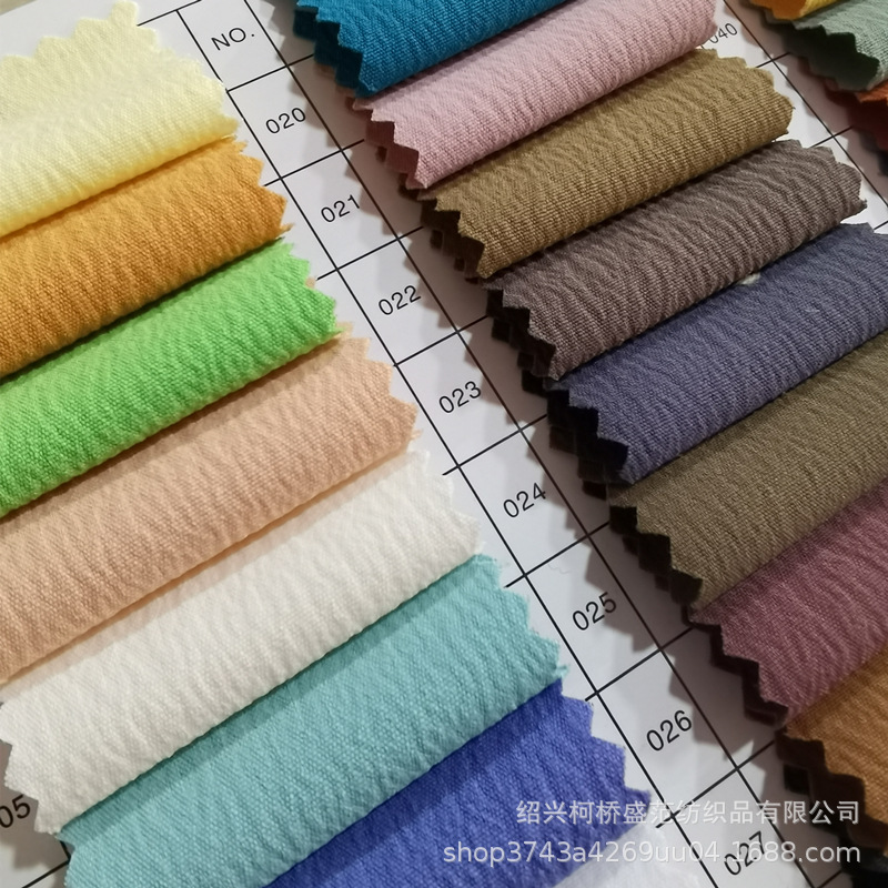 弹力棉水洗绉 仿棉涤 弹力绉布 高弹水洗布 防晒帽防晒衣布料