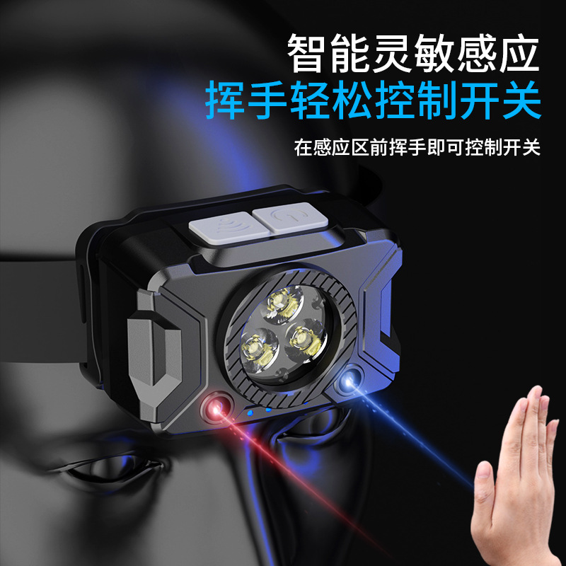 Nuevo faro transfronterizo de tres ojos iluminación de luz al aire libre luz de pesca nocturna larga duración luz de pesca ligera luz de trabajo impermeable