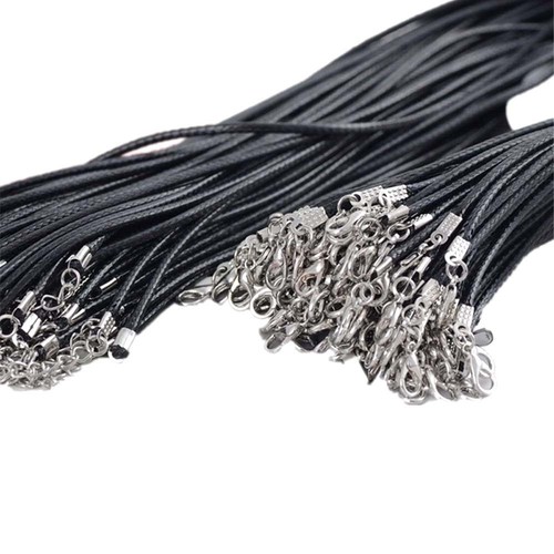Necklace Waxed Cord Korean Waxed Cord Necklace Cord Lobster Claw Black Thread Leather Cord Pendant Cord Handmade DIY Accessory