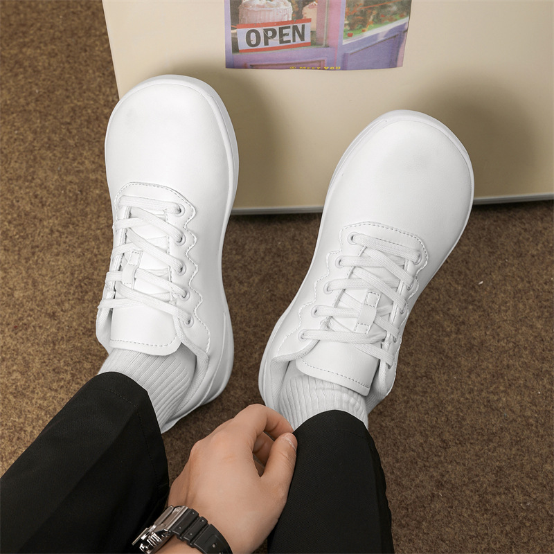 Unisex Wide-toed Barefoot Lightweight Soft-soled Couple-style Outdoor Sports Shoes, Low-top Lace-up Leather_voghion.com