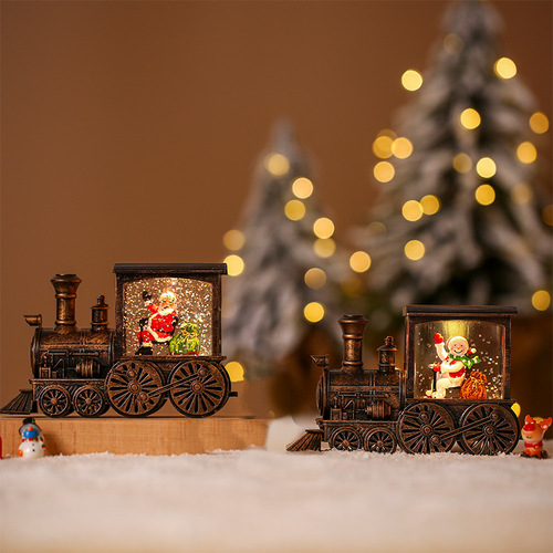 Christmas Train Lighted Interior Waterproof Small Lantern Desk Ornament Christmas Tree Mall Scene Decoration Prop