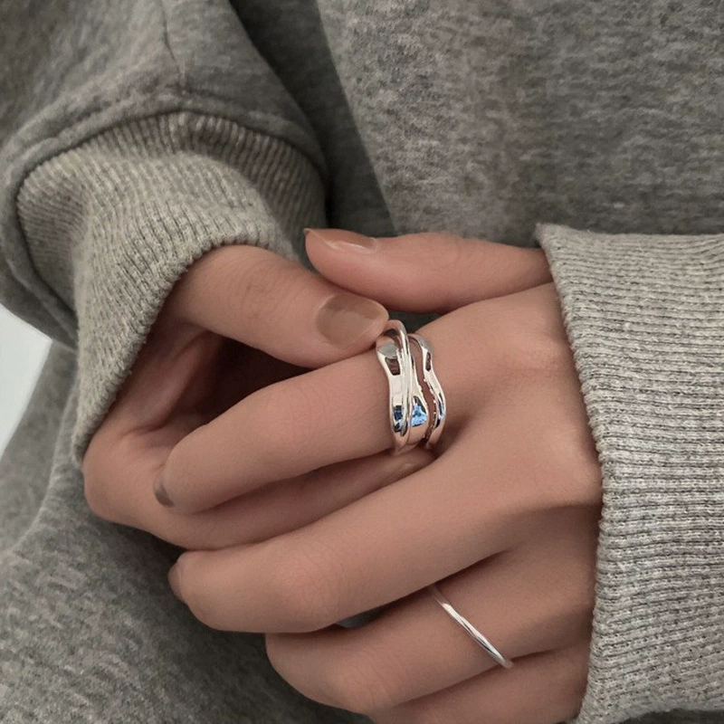 Серебряное кольцо одной размерной группы, sexy и модное, японский и корейский стиль, простой и элегантный дизайн, стиль легкой роскоши