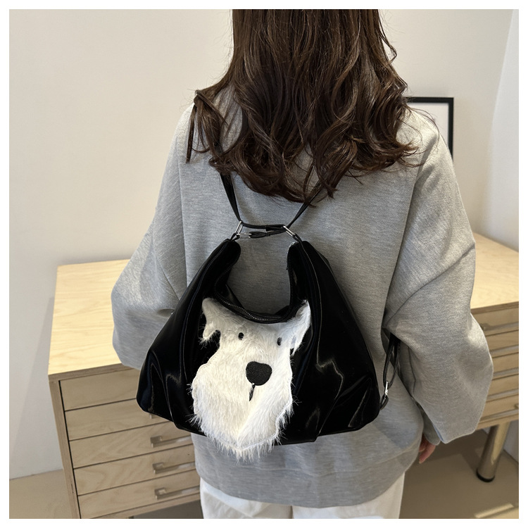 Cute little dog tote bag, women's bag, fashionable new school style backpack, large-capacity commuting single-shoulder bag undefined