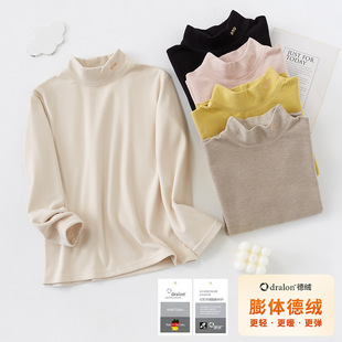 Children's Velvet Bottoming Shirt, Autumn and Winter Girls' Thickeneded Warm Tops, Medium and Large Kidsren's Half Turtleneck Long-Sleeved Autumn Clothes