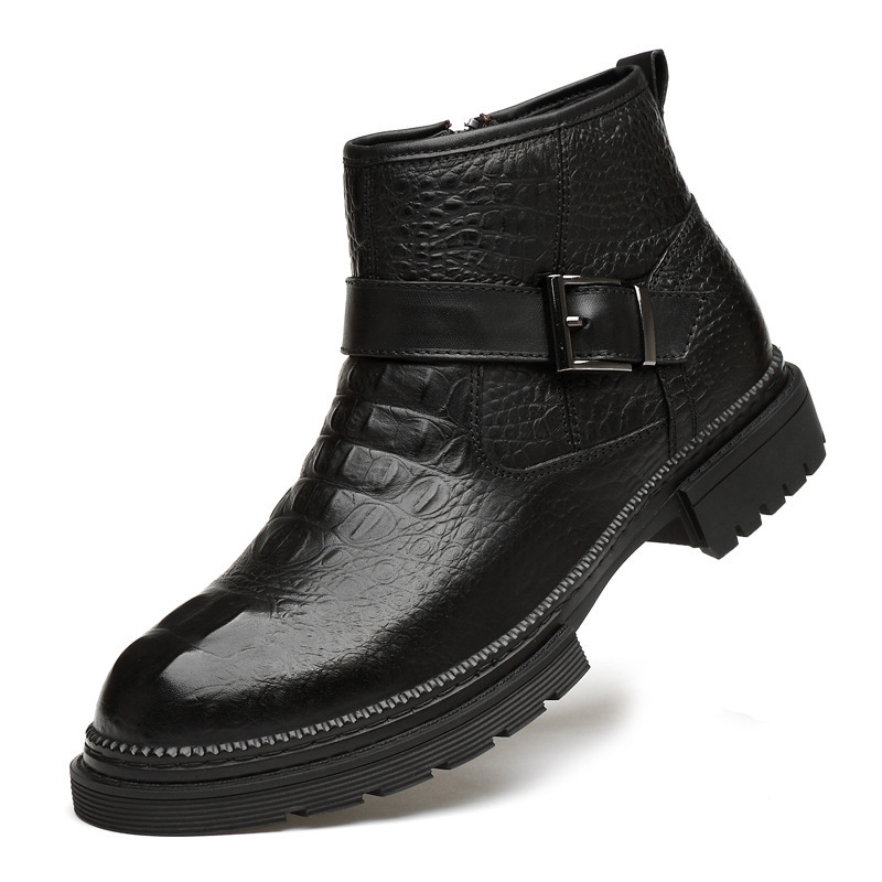 Fashion Trendy Men's Shoes Autumn Martin Boots Leather Shoes Men's British Trendy Leather Boots Men's Mid-Top Casual Shoes Extra Large Size 47