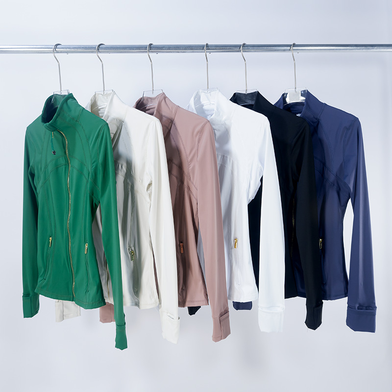Gold Zipper Series Thin Jacket Sports Women's Yoga Wear Breathable Sports Top Long-Sleeved Fitness Wear Jacket