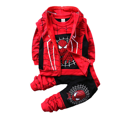 Boys suit 2024 spring children's clothing new spider zipper sweatshirt three-piece set 1-4 years old one piece drop shipping